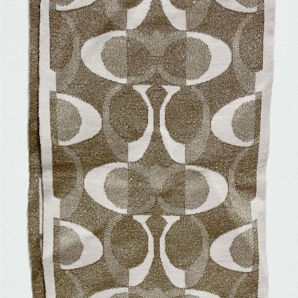 New Coach - 83834 Tonal Dream C Scarf/Shawl - Khaki/Silver Wool Blend - Picture 6 of 6